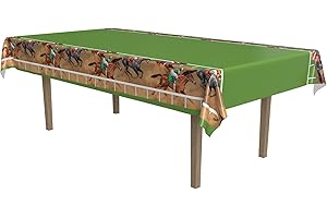 Beistle Horse Racing Tablecover, 54 by 108-Inch, Multicolor