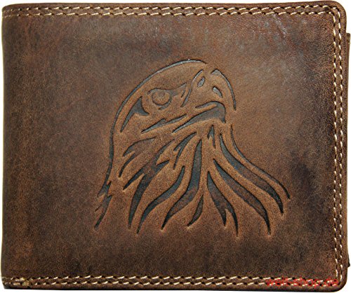 Preisvergleich Produktbild Hochwertige Geldbörse Geldbeutel Portemonnaie Büffel Wild Leder Adler geprägt
