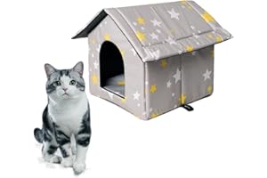 NSXIN Katzenhaus Draußen Winterfest Wasserdicht Katzenhöhle, Faltbares Outdoor Isoliert Hundehöhle Große Katzen Outdoor Pet House, Waschbar Wetterfest Kuschelhöhle Tierheim Für Streuner Haustiere (L)