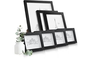 CLASSIC BY CASA CHIC Casa Chic Marcos de Fotos Set 7, Marcos Fotos Vertical y Horizontal, Marco de Fotos de Pie y para Montar en Pared, Porta Retrato Hecho de Madera y Cristal Rojo para Casa y Oficina, Photo Frame