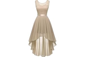 BeryLove Elegancka damska sukienka koktajlowa vokuhila, bez rękawów, suknia wieczorowa, szyfonowa, na wesele, dla druhny