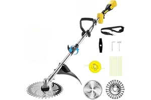 TRAJINLITY Akku Rasentrimmer für Makita Akku 18V(MAX 21V), Akku Freischneider mit Unkrautbürste, Motorsense Akku, Bürstenloser Motor, für Trimmer Garten (ohne Akku & Ladegerät)