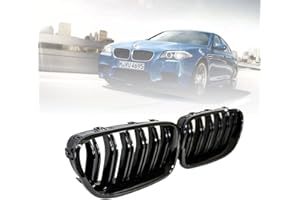 Front Kidney Grille Grill, ZAYMDO 1 Pair Gloss Black Dual Slat Front Kidney Bumper Grill Replacement for BMW 5 Series F10 F11 F18 520 523 525 530