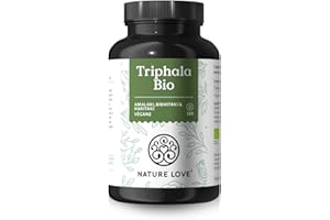 NATURE LOVE® Triphala Bio - hautement dosé avec 500mg par gélule - 180 gélules - matière première de haute qualité d’Inde - contrôlé en laboratoire et bio, produit en Allemagne
