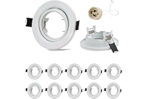 GeyouLux Marco Foco Empotrable GU10,10 Pack LED Marco Ojos de Buey Techo Blanco Incl. Portalámparas GU10,Focos Interior Techo Redondo Orificios de montaje ø68mm,Para Lámparas de LED O Halógena