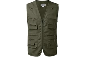 GEFOMUOFE Chaleco de trabajo para hombre, sin mangas, multibolsillo, chaleco de trabajo, de algodón, chaleco militar, camping, caza, secado rápido, multifunción, senderismo, camping, safari, trekking, con