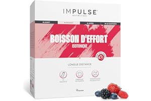 Boisson isotonique d’effort fruits rouges avec 3 glucides, électrolytes, BCAA - Énergie, Hydratation, Récupération - Pour les Longues distances - 10 sachets - Fabriqué en France - IMPULSE NUTRITION