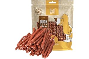 MERSJO Hundeleckerli - 83% Hoher Fleischanteil, Keine Zusatzstoffe, Getreide- und Zuckerfrei, Leckereien für Hunde zur täglichen Ergänzung, Natürliche Kauhilfe, Ente und Reis Kabanos, 500g