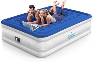 iDOO Luftsäng för 2 personer, luftmadrass självuppblåsande med integrerad pump, uppblåsbar madrass på 3 minuter, bekväm gästsäng, luftmadrass för hem och camping 203 x 152 x 46 cm