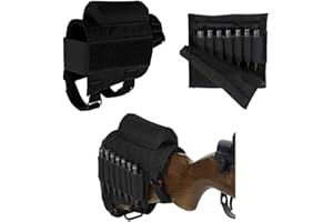 HWZ Rifle Buttstock, Hunting Shooting Tactical Cheek Rest Pad Ammo Pouch with 7 Shells Holder