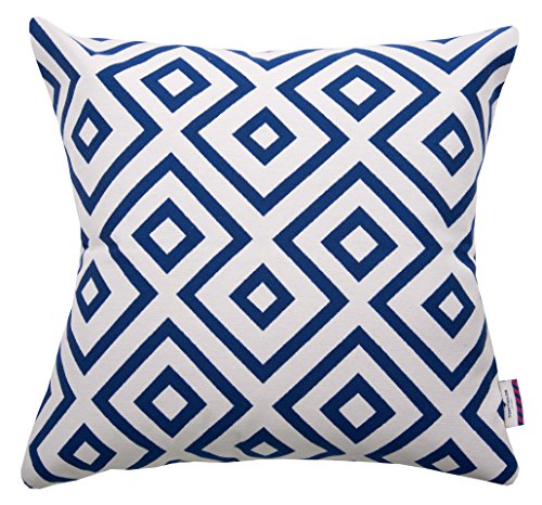 Tom Tailor 564186 Kissenhülle T-Open Squares, 50 x 50 cm, Baumwollmischgewebe, blau / weiß
