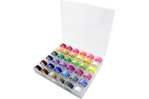 AMUSINGTAO 36 Pcs Sewing Machine Bobbin Threads with Bobbin Case – Compatible with Brother, Singer, Babylock, Janome, and Elna Embroidery Machines