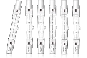 Caldarax Lot de 6 R7S Ampoule Halogene 78mm 100W 230V Dimmable, Halogène R7s Tube Blanc Chaud 2700K, 1500LM, J78 Halogène Crayon pour Projecteur, l’éclairage de Paysage, Lampe de Travail, Lampadaire