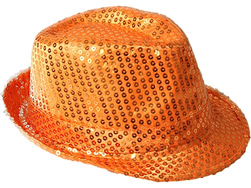 Preisvergleich Produktbild Paillettenhut Pailettenhut Pailletten Hut Disco-Hut Clubstyle Partyhut Trilby Hut Bling Bling - Orange