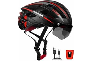 KINGLEAD Casco Bicicleta Adulto con Luz LED – Casco MTB Carretera y Montaña, Ajustable, Visera Desmontable, Material EPS, Certificado CE y TÜV, Alta Protección y Ventilación (Modelo KL-049)