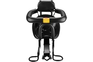 Fesjoy Siège de vélo pour enfant - Avant - Siège bébé - Avec pédales - Dossier de soutien pour VTT et vélo de route