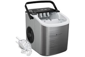 KitchenBrothers Machine a Glacons Professionnel - Machine a Glace Pilée - Machines à Glaçons - Machine a Glacon - Portable Avec Poignée - Avec Pelle à Glace - 1,2L - 7-10 Minutes - 12KG/24h