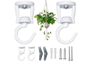 WEINIBAO 2 Piezas Gancho Techo para Colgar Plantas, Gancho Pared Macetas, Colgador Plantas Pared Exterior Interior, Blanco Soporte Plantas Colgantes para Macetas, Campanillas de Viento, Comederos de Pájaros
