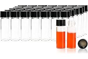 ALWSCI 144 Pezzi Flaconi Campioni Vetro 4mL Chiare Fiale di Vetro Bottiglie di Campionamento con Tappo a Vite, Naturale PTFE/Bianco Silicone Liner Contenitori di Campione Laboratorio 15x45mm