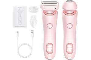 BYZESTY Elektryczna golarka damska, golarka intymna, 2 w 1, wodoszczelna, do obszarów intymnych, do twarzy, bikini, nóg, ramion, pach, pach, różowej