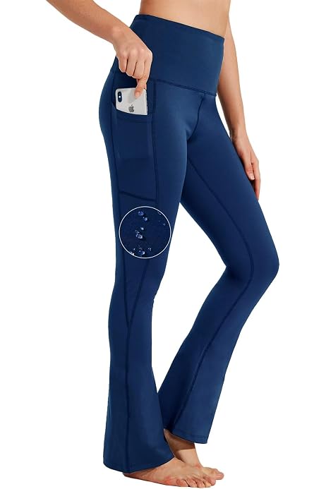 Pantalon Yoga Femme CAMBIVO Bootcut | Taille Haute | 4 Poches | Patte D'éléphant | Pour Sport Et Casual