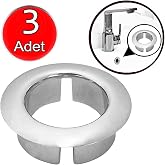 Alet&ccedil;antam Lavabo Deliği Halkası Y&uuml;z&uuml;ğ&uuml; 3 Adet Yuvarlak Parlak Krom Halka Y&uuml;z&uuml;k Ayna Karşı Drenaj Taşma Kapağı, 0173310110110