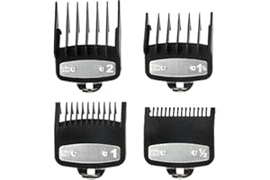 HoAhaMay 4 Pezzi Pettine Limite per Tagliacapelli,Pettini Guide per Tagliacapelli,Pettine Protettivo Tagliacapelli,Set di Pettini Scorrevoli Professionale Compatibile con Wahl (nero)