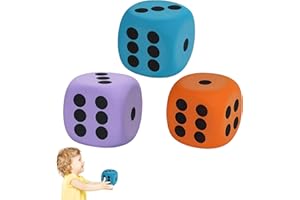 EUJRCF 3 Pcs Large Dice, 6cm Round Edge Giant Dices, Foam Dices, Large Foam Dice for Classroom Games, Math Teaching, Kids Party Activities