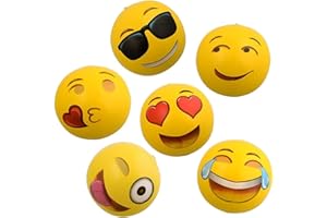 CRSUSUKJ Beach Balls von 6 Pack,Emoji Strandball, Emoji Wasserball Aufblasbar,12 "Aufblasbare Schwimmbad Beach Balls, Strandthema für Party Favors Spielen.