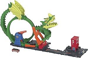Hot Wheels - La Fureur Du Dragon - Coffret Modulable avec Voiture (1/64), Dragon, Caserne de Pompiers - Compatible Autres Coffrets - Cadeau dès 5 Ans, HDP03
