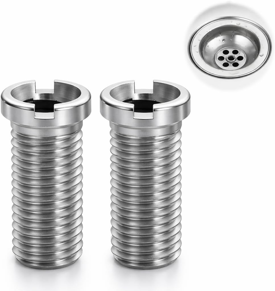 2 Pcs Hueco para Fregadero, M12×30mm Tornillo Hueco para Fregadero Filtro Desague Fregadero Accesorios para Fregadero (Plateado)