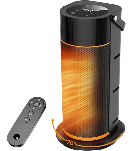 Chauffage D'appoint Soufflant 2000W PTC - 4 Modes, Minuterie 9h, Oscillation 70°, Télécommande - Silencieux Et Sécurisé (anti-basculement, Surchauffe) - 7