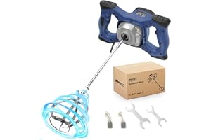 IMAYCC 2100 W Malaxeur Mortier Colle, Malaxeur Beton 220V, Melangeur Beton Avec 6 Vitesses, Betonniere Électrique Idéal Pour Mélanger les Aliments, le Plâtre, la Peinture, le Ciment, le Mortier(Bleu）