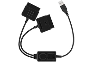 OSTENT Cavo Convertitore Adattatore USB Doppio per Sony Playstation 1/2 PS One PSX Controller Cablato Gamepad Joystick a PC Laptop, Colore Nero