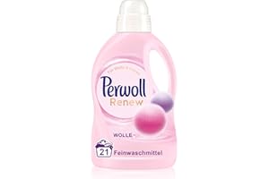 ‎PERWOLL Perwoll Renew Wolle Flüssigwaschmittel (21 Wäschen), Feinwaschmittel für Wolle, Kaschmir & Seide, Wollwaschmittel glättet Fasern & verhindert Knötchen