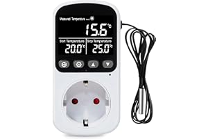 Digitalt termostatuttag, temperaturregulator för uttag med givare, 230 V 16 A digital temperaturbrytare med LCD-skärm, temper
