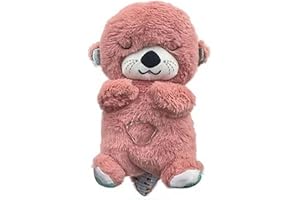 dnusflzt Baby Otter Breathing Toy,Soft Plush Doll Newborn Slumber Otter Toys for Babies with Volume Control Light and Sound for Baby Kids Boys Girls Gift Pink One Size
