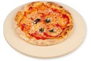 ROCKSHEAT 33 x 1.5cm 13" Round Pizza Stone, Cordierite Pizza Stone for Oven Grill BBQ, Food Grade Baking Stone for Pizza and Bread, Outdoor Pizza Accessories for Grilling