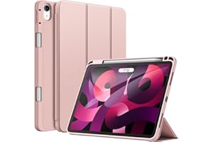 JETech Etui dla iPad Air 11 Cala M3/M2 (2025/2024), iPad Air 5/4 (10,9 Cala, Model 2022/2020, 5/4) z Uchwytem na Długopis, Szczupły Pokrowiec na Tablet z Miękki Tył z TPU (Różowe Złoto)