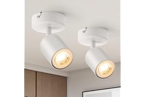 wowatt 2 x Lampada Faretti Led da Soffitto Orientabili Bianco, Moderna Plafoniera Attacco GU10, Faretto da Parete Interno Rotondo Luce da Soffitto Per Soggiorno Cucina Corridoio Senza Lampadine
