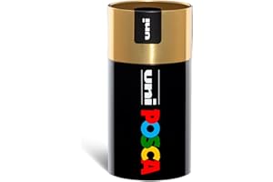 Posca - Uniposca Set Completo con 18 Pennarelli Acrilici Assortiti, Punta Media 2,5 mm - Colori per Bambini e Artisti Uni Posca Validi come Colori per Tessuti, Legno e Altro, in Box Regalo Oro