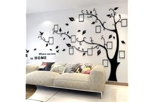 Purekay Pegatinas de Pared 3D Árbol Familia Marco de Fotos DIY Murales Stickers Grande Vinilos Adhesivos Pared Decorativos Salón Habitación Dormitorio Oficina Pegatinas (Negro Derecho, XL)