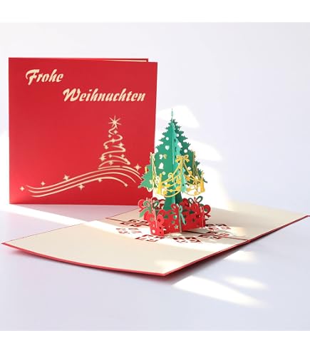3D Pop-Up Weihnachtskarte „Geschenke“ – Mit Umschlag, 12x12cm, Handgefertigt, Perfekt Als Gutscheinkarte Oder Weihnachtsgruß