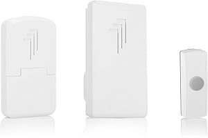 Byron DB312 Lot de 2 sonnettes sans fil alimentées par piles, prise et sonnette, portée de 30 m, son classique Ding Dong, blanc