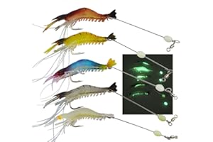 Senven 5 Pièces Les Appâts Artificiels Pour Crevettes, Leurres De Pêche, Lumineux, Jaune, M, Simple, Pointe Enroulée