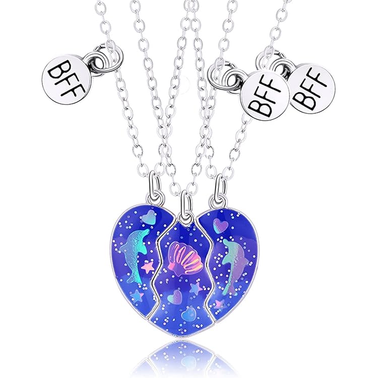 Pwsap 2PCS Adorable BFF Necklaces Dinosaur Cat Friendship Magnetic Necklaces, Best Friends Forever Golden Chain Necklace For 2 Girls Valentine Jewelry Gifts For Kids Girls Friends Brother Sisters - View #12