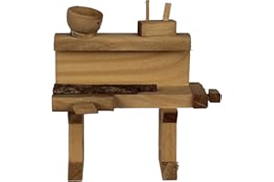 ZICOM Krippenzubehör Werkbank 10x5x10cm Holz – Handgefertigte Miniatur-Werkbank für Krippen