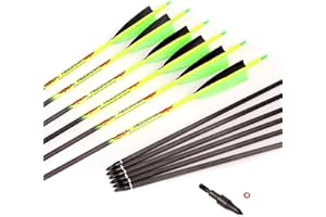 ACCMOS 6 pz Spine 300 340 400 500 600 Freccia in Puro Carbonio ID 6,2 mm Frecce da Caccia Lunghezza dell'albero 27-31 Pollici Piuma di Tacchino da 4" Tiro con L'Arco Freccia Pratica