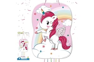 WUCAN Pignatta di compleanno grande a forma di unicorno da riempire, giocattolo per anniversario, accessorio per feste per bambini e bambine