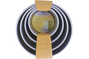 PME - Teglie Professionali Tonde 15, 20, 25, 30 cm x 10 cm di Profondità, 4 Pezzi